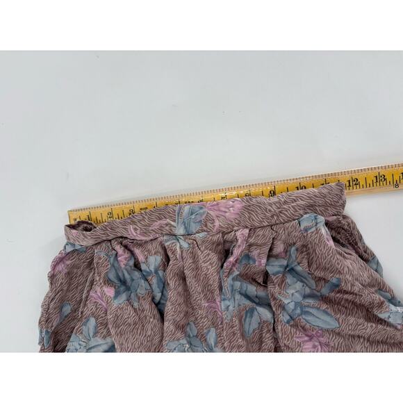 Ms Interpret Vintage Skirt Womens XS Pink Blue Floral Midi Pleated Pockets Zip - Picture 12 of 13
